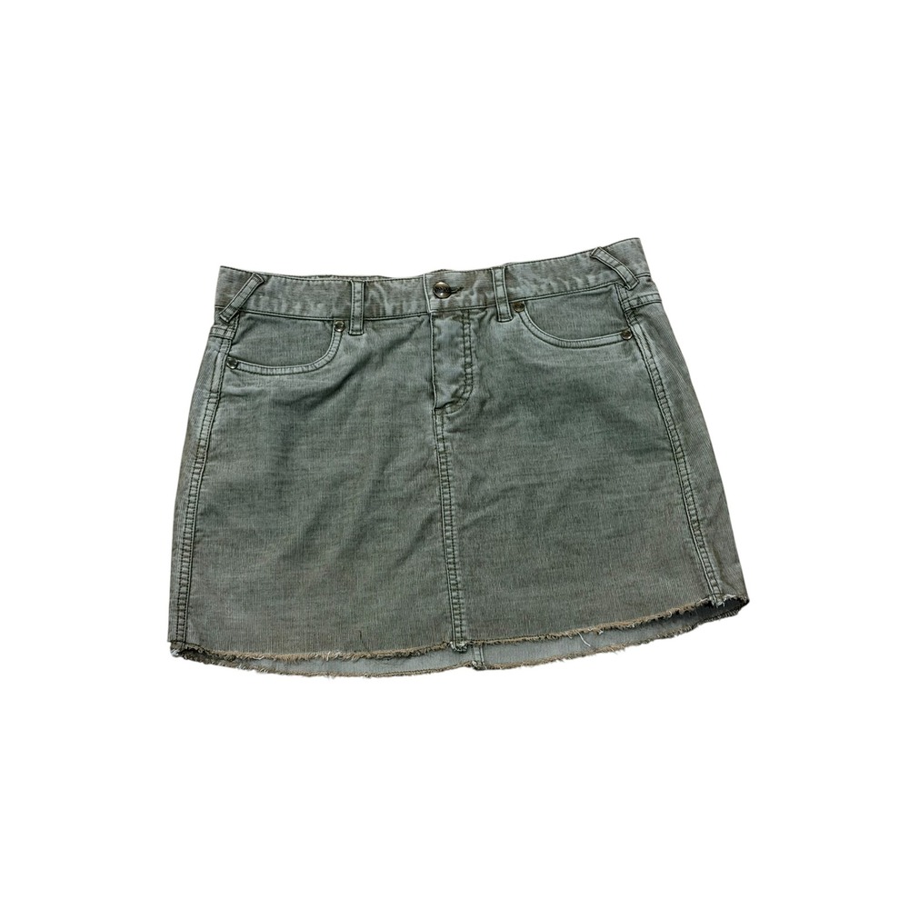 Carve Designs Olive Green Corduroy Mini Skirt Raw Hem Women Size 6